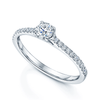 Platinum Round Brilliant Cut Diamond Solitaire Ring With Claw Set Diamond Shoulders