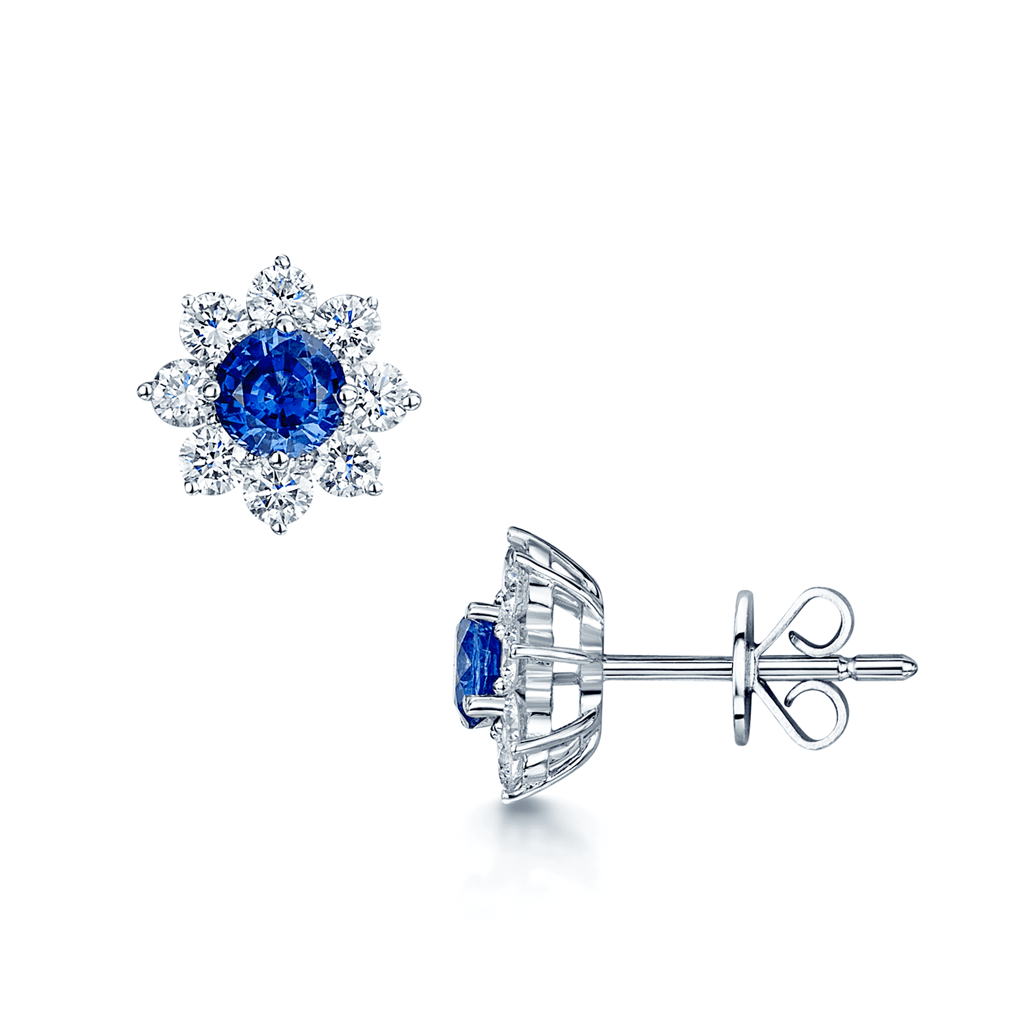 Natural, Unheated Blue Sapphire and Diamond Earrings - Turgeon Raine