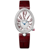 Reine de Naples 18ct White Gold & Burgundy Leather Strap Watch