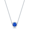 18ct White Gold Round Brilliant Cut Tanzanite And Diamond Halo Cluster Pendant