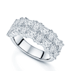 Platinum Emerald Cut Diamond Double Row Fancy Half Eternity Ring