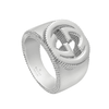 Interlocking G Sterling Silver Large Beaded Edge Ring