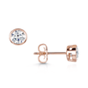 18ct Rose Gold Round Brilliant Cut 1.00ct Diamond Rub Over Set Earrings