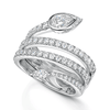 18ct White Gold Serpente Pear, Marquise And Round Brilliant Cut Diamond Spiral Pave Dress Ring