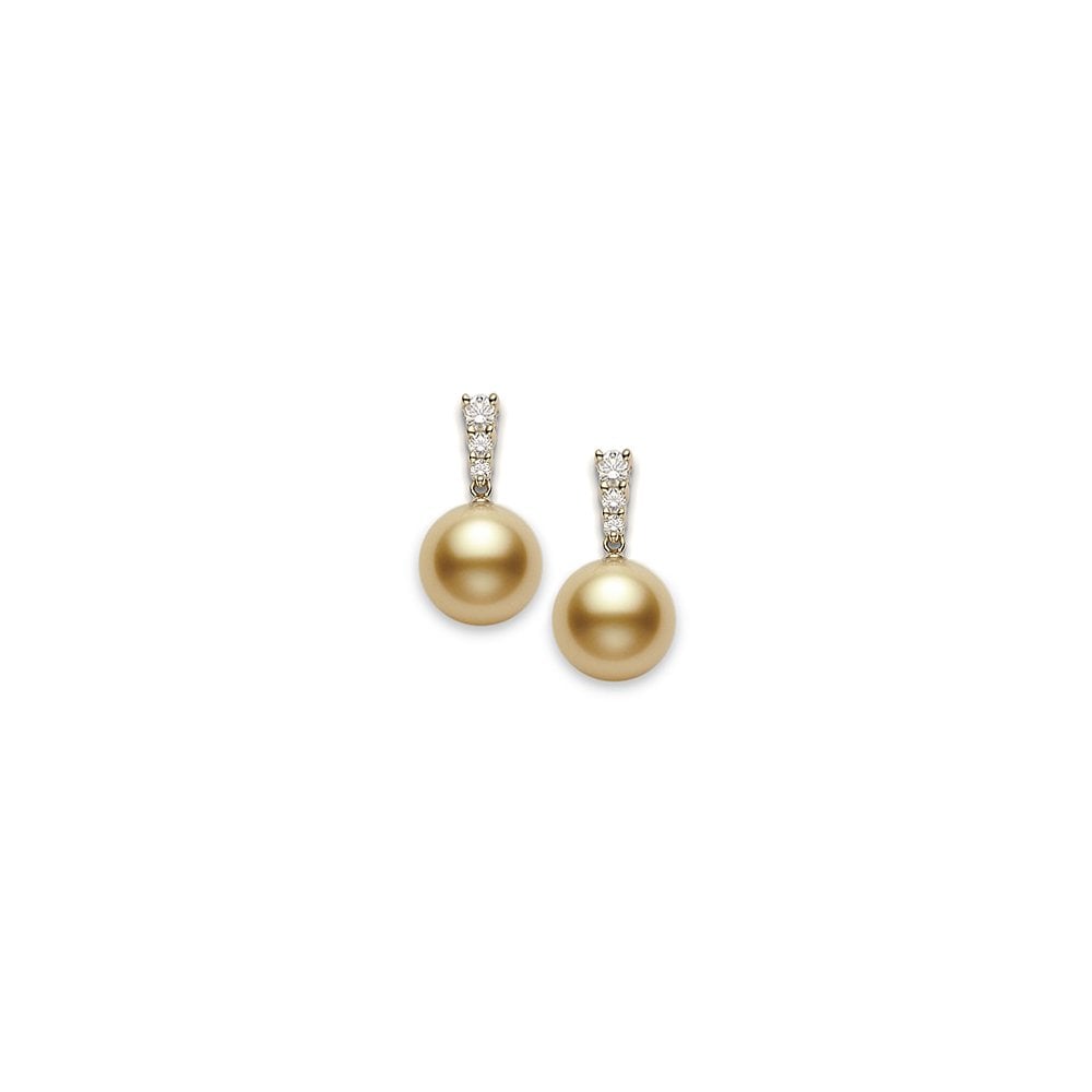 Mikimoto Golden South Sea Cultured Pearl And Diamond Earrings - MEQ10126GDXK