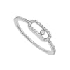 18ct White Gold Move Uno Single Diamond And Pave Set Diamond Ring