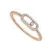 18ct Pink Gold Move Uno Single Diamond And Pave Set Diamond Ring