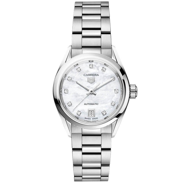 TAG Heuer Carrera 29mm White Mother of Pearl Diamond Dial 