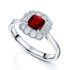 Berry's Platinum Cushion Cut Ruby & Diamond Set Surround Ring - Berry's Jewellers