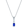 18ct White Gold Rectangular Sapphire & Baguette Cut Diamond Pendant