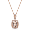 18ct Rose Gold Morganite & Diamond Halo Pendant