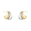 Georg Jensen Curve Sterling Silver & 18ct Yellow Gold Small Hoop Stud Earrings - Berry's Jewellers