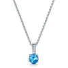 18ct White Gold Round Brilliant Cut Aquamarine Pendant with Tapered Baguette Cut Diamond Bail