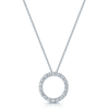 18ct White Gold Round Brilliant Cut Diamond Open Circle Pendant