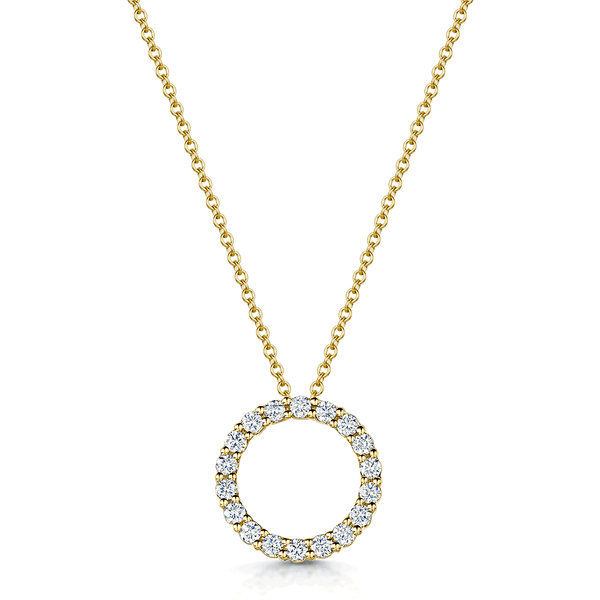 Yellow gold online circle necklace