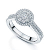 Berry's Platinum Round Brilliant Cut Diamond Cluster Ring With Two Row Diamond Shoulders - Berry's Jewellers