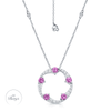 OPEIA Collection 18ct White Gold Pink Sapphire And Diamond Fancy Large Circle Pendant With Chain