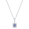 18ct White Gold Princess Cut Tanzanite And Diamond Square Pendant