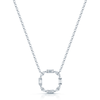 18ct White Gold Round Brilliant And Baguette Cut Diamond Deco Open Circle Pendant