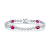 18ct White Gold Claw Set Oval Ruby & Round Brilliant Cut Diamond Tennis Bracelet