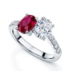 Berry's Platinum Oval Ruby & Oval Diamond Two Stone Cross Over Ring With Diamond Set Shoulders - Berry's Jewellers