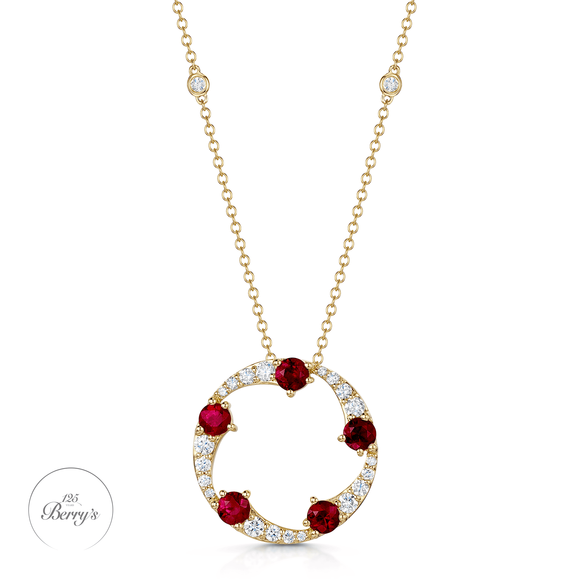 OPEIA Collection 18ct Yellow Gold Ruby And Diamond Fancy Large Circle