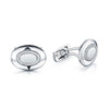 18ct White Gold Diamond Set Oval Cufflinks