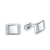 18ct White Gold Rectangular Brilliant Cut Diamond Pave Set Cufflinks