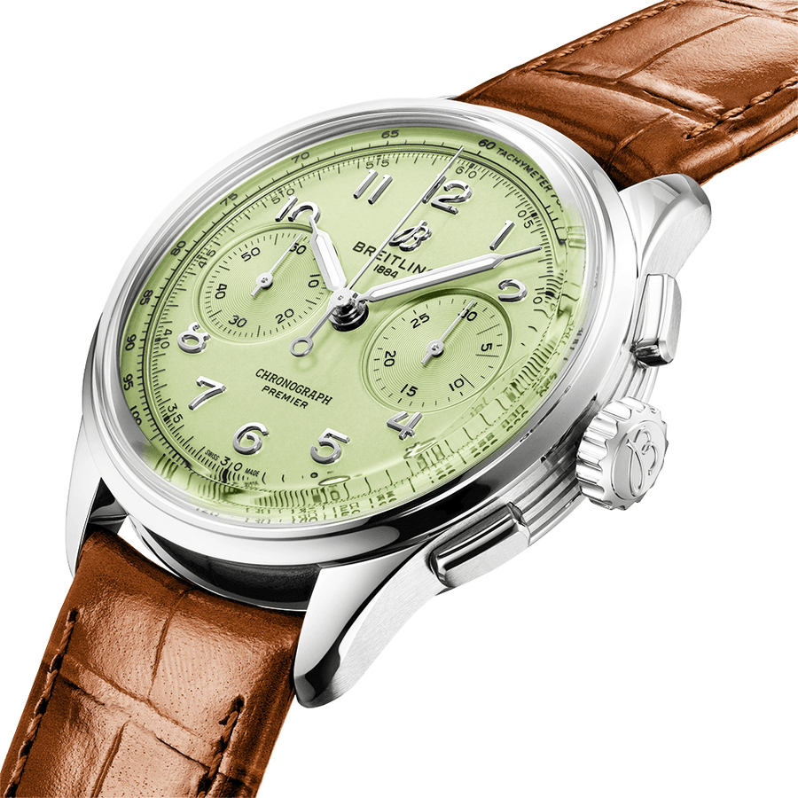 Premier B09 42mm Pistachio Green Dial Men's Automatic Chronograph Watch