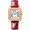 Cartier Santos-Dumont Small 18ct Rose Gold Silver Dial Diamond Set Bezel Strap Watch - Berry's Jewellers