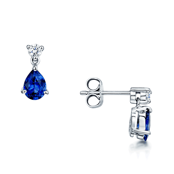 Pear-Shaped White Lab-Created Sapphire & Cultured Pearl Drop Earrings  Sterling Silver | Kay