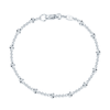 18ct White Gold Rub Over Set Round Brilliant Cut Diamond Fine Chain Bracelet