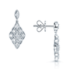 18ct White Gold Round Brilliant Cut Diamond Fancy Drop Earrings With A Milligrain Edge