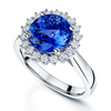 Platinum Round Tanzanite And Diamond Claw Set Cluster Ring